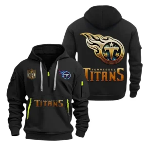 Outdoor Half-Zip Hoodie, Team Spirit Logo Design NFL091 - Black