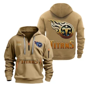 Street-Style Hoodie Half Zipper, Modern Sports Logo NFL091 - Khaki