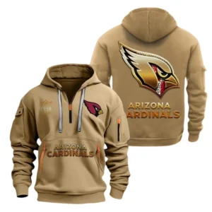 Casual Sports Hoodie Half Zipper, Modern Logo Detail Printing NFL091 - Khaki