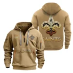 Outdoor Half-Zip Hoodie, Team Spirit Logo Design NFL091 - Khaki