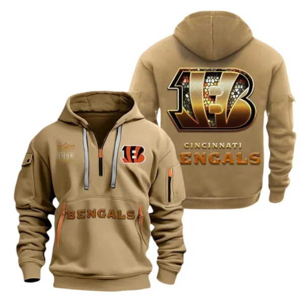 Performance Hoodie Half Zipper, Fan Edition Logo NFL091 - Khaki