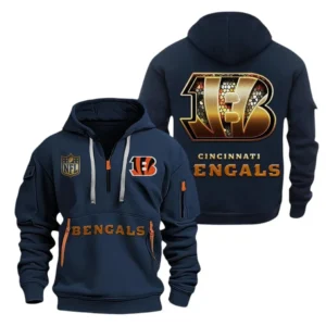 Everyday Hoodie Half Zipper, Athletic-Inspired Logo NFL091 - Navy