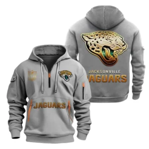 Lightweight Sports Hoodie Half Zipper, Unique Logo Print NFL091 - Gray