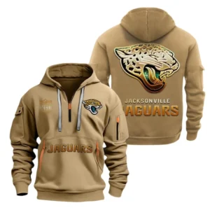 Street-Style Hoodie Half Zipper, Modern Sports Logo NFL091 - Khaki