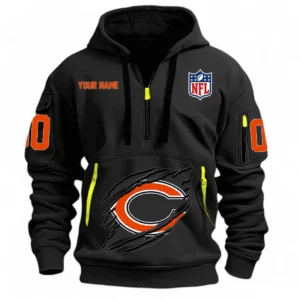 Fan Gift Hoodie Half Zipper, Sports-Inspired Logo Design NFL121 - Black