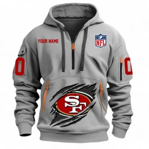 Everyday Hoodie Half Zipper, Athletic-Inspired Logo NFL121 - Gray