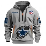 Casual Sports Hoodie Half Zipper, Modern Logo Detail Printing NFL121 - Gray