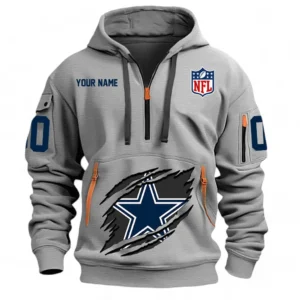 Casual Sports Hoodie Half Zipper, Modern Logo Detail Printing NFL121 - Gray