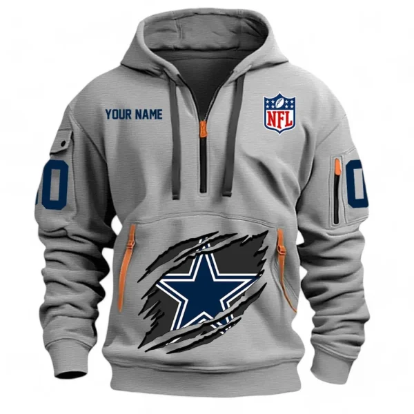 Casual Sports Hoodie Half Zipper, Modern Logo Detail Printing NFL121 - Gray