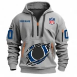 Outdoor Half-Zip Hoodie, Team Spirit Logo Design NFL121 - Gray