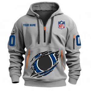 Outdoor Half-Zip Hoodie, Team Spirit Logo Design NFL121 - Gray