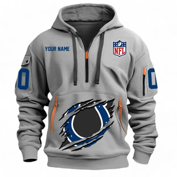 Outdoor Half-Zip Hoodie, Team Spirit Logo Design NFL121 - Gray