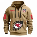 Training Hoodie Half Zipper, Fan-Friendly Logo Design NFL121 - Khaki
