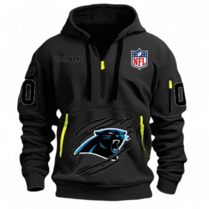 Fan Gift Hoodie Half Zipper, Sports-Inspired Logo Design NFL121 - Black