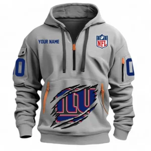Everyday Hoodie Half Zipper, Athletic-Inspired Logo NFL121 - Gray