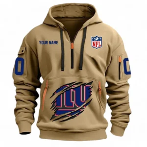 Outdoor Half-Zip Hoodie, Team Spirit Logo Design NFL121 - Khaki