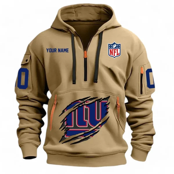 Outdoor Half-Zip Hoodie, Team Spirit Logo Design NFL121 - Khaki