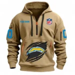 Fan Gift Hoodie Half Zipper, Sports-Inspired Logo Design NFL121 - Khaki