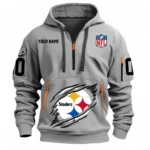 Urban Streetwear Hoodie, Half-Zip with Exclusive Logo NFL121 - Gray