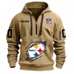 Performance Hoodie Half Zipper, Fan Edition Logo NFL121 - Khaki