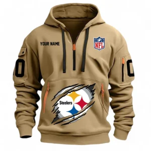 Performance Hoodie Half Zipper, Fan Edition Logo NFL121 - Khaki