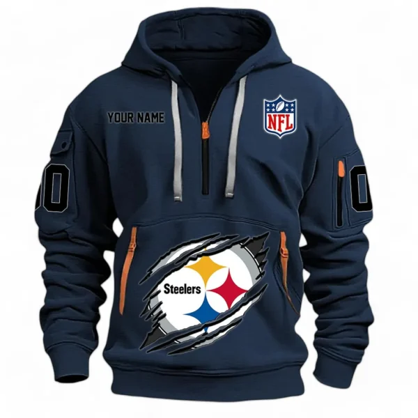 Everyday Hoodie Half Zipper, Athletic-Inspired Logo NFL121 - Navy