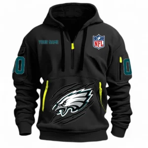 Outdoor Half-Zip Hoodie, Team Spirit Logo Design NFL121 - Black