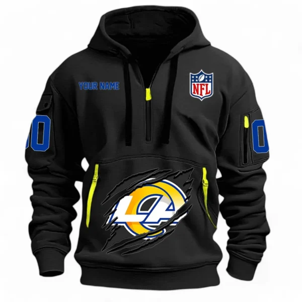 Fan Gift Hoodie Half Zipper, Sports-Inspired Logo Design NFL121 - Black