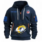 Urban Streetwear Hoodie, Half-Zip with Exclusive Logo NFL121 - Navy