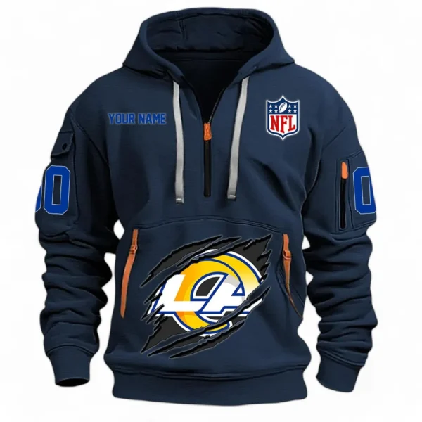 Urban Streetwear Hoodie, Half-Zip with Exclusive Logo NFL121 - Navy