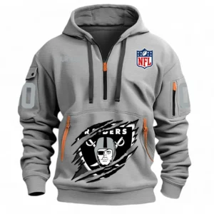 Training Hoodie Half Zipper, Fan-Friendly Logo Design NFL121 - Gray