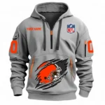 Urban Streetwear Hoodie, Half-Zip with Exclusive Logo NFL121 - Gray