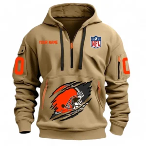 Performance Hoodie Half Zipper, Fan Edition Logo NFL121 - Khaki
