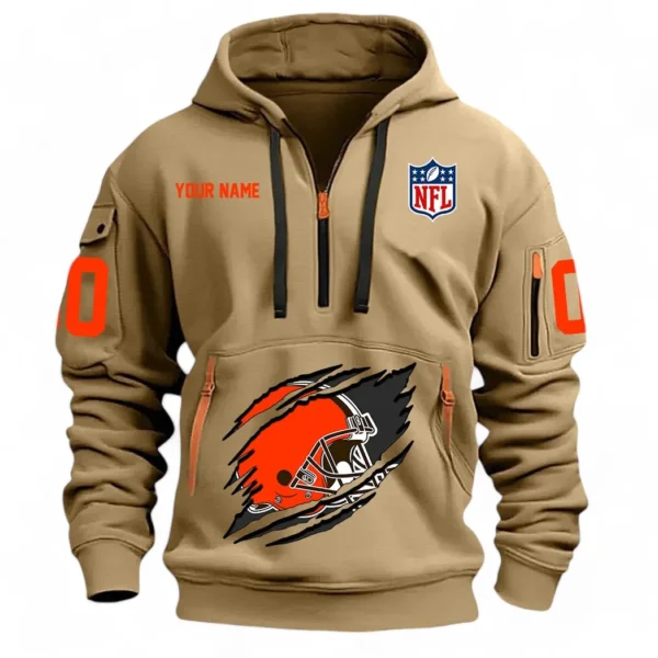 Performance Hoodie Half Zipper, Fan Edition Logo NFL121 - Khaki