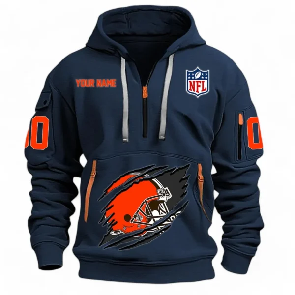 Everyday Hoodie Half Zipper, Athletic-Inspired Logo NFL121 - Navy