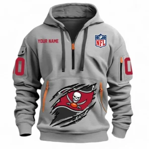 Lightweight Sports Hoodie Half Zipper, Unique Logo Print NFL121 - Gray