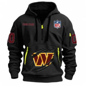 Fan Gift Hoodie Half Zipper, Sports-Inspired Logo Design NFL121 - Black