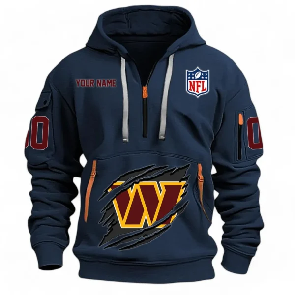 Urban Streetwear Hoodie, Half-Zip with Exclusive Logo NFL121 - Navy