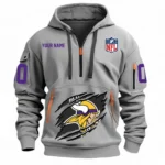 Everyday Hoodie Half Zipper, Athletic-Inspired Logo NFL121 - Gray