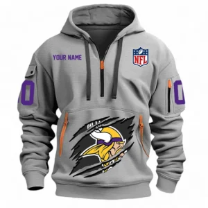 Everyday Hoodie Half Zipper, Athletic-Inspired Logo NFL121 - Gray