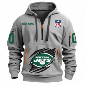 Training Hoodie Half Zipper, Fan-Friendly Logo Design NFL121 - Gray