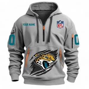 Urban Streetwear Hoodie, Half-Zip with Exclusive Logo NFL121 - Gray