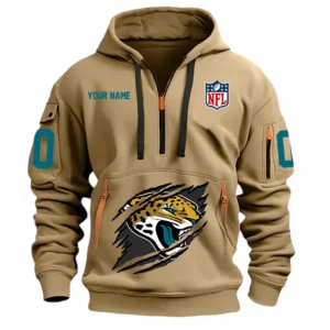 Performance Hoodie Half Zipper, Fan Edition Logo NFL121 - Khaki