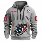 Lightweight Sports Hoodie Half Zipper, Unique Logo Print NFL121 - Gray