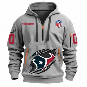 Lightweight Sports Hoodie Half Zipper, Unique Logo Print NFL121 - Gray