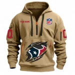 Street-Style Hoodie Half Zipper, Modern Sports Logo NFL121 - Khaki