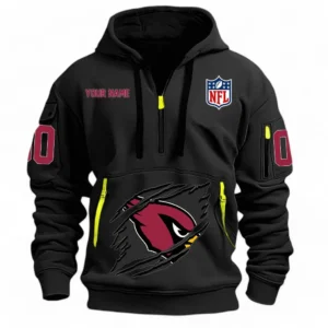 Fan Gift Hoodie Half Zipper, Sports-Inspired Logo Design NFL121 - Black