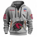Athletic Half-Zip Hoodie, Team-Style Logo Print Hoodie Gift For Football Fans NFL121 - Gray