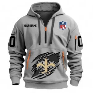 Everyday Hoodie Half Zipper, Athletic-Inspired Logo NFL121 - Gray