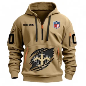Outdoor Half-Zip Hoodie, Team Spirit Logo Design NFL121 - Khaki